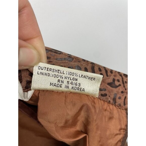 Vintage G-III Global Identity Brown Animal Print Leather Pencil Skirt Size 3/4 - Picture 9 of 9